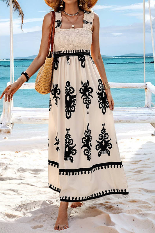 Ruched Square Neck Dress