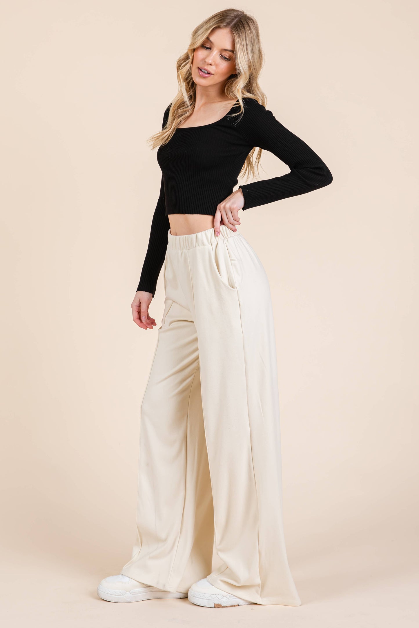 Navy Wide Leg Pants