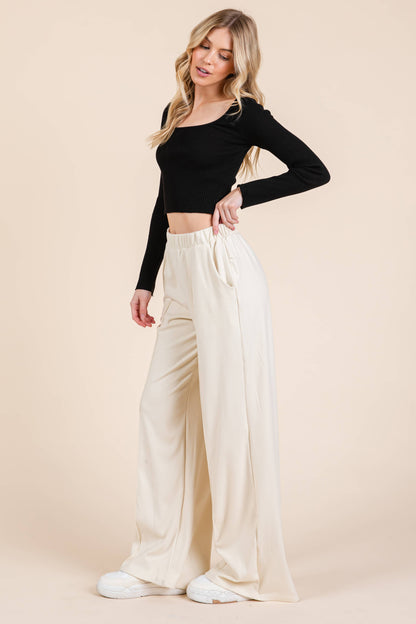 Navy Wide Leg Pants
