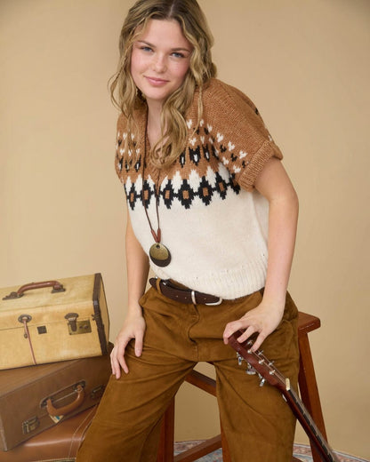 Ivory and Tan Aztec Sweater
