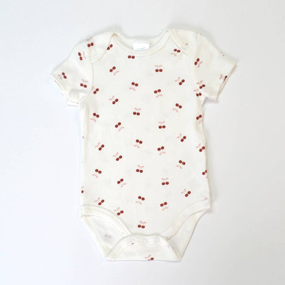 Set of 3 100% Cotton Bow Cherry Bodysuit