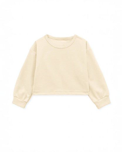 Ivory Honey Comb Fabric Pullover Top
