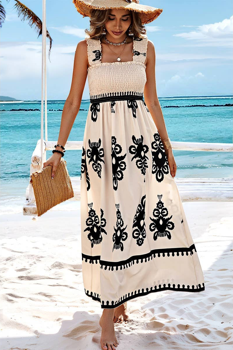 Ruched Square Neck Dress