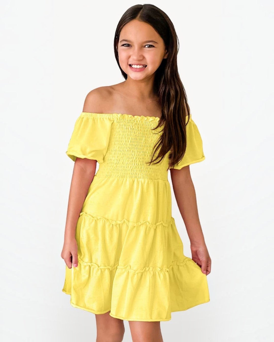 Yellow Tiered Smocked Dress