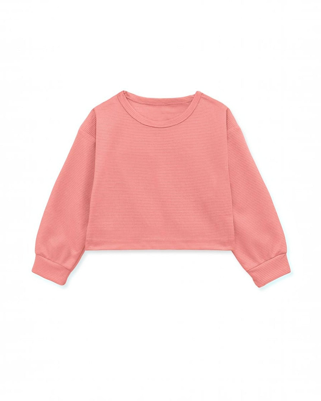 Girl's Dusty Rose  Honey Comb Fabric Pullover Top
