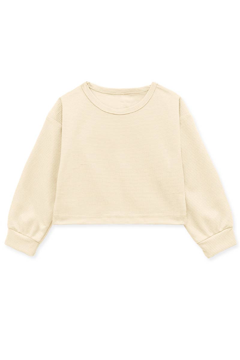 Ivory Honey Comb Fabric Pullover Top