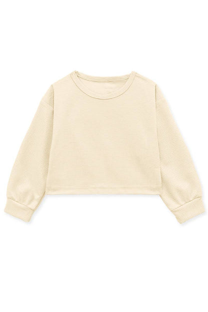 Ivory Honey Comb Fabric Pullover Top