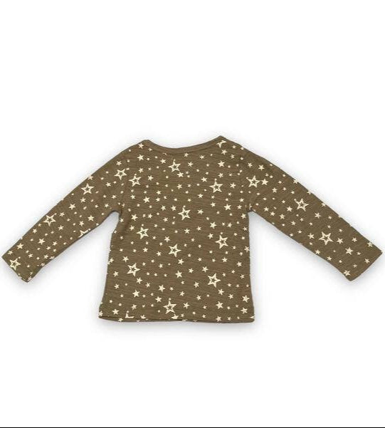 Long-sleeve shirt with star pattern on a white background