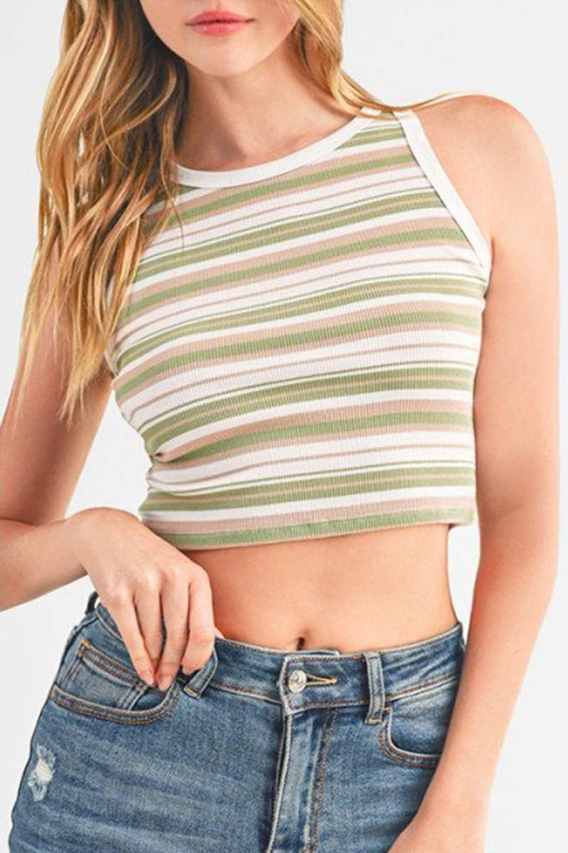 Cropped Tank Top - Macha