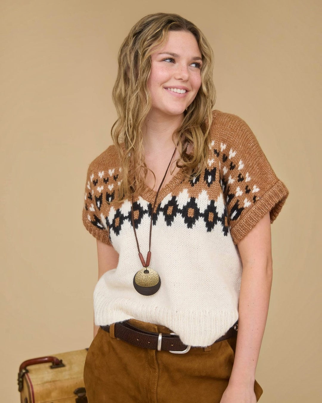 Ivory and Tan Aztec Sweater
