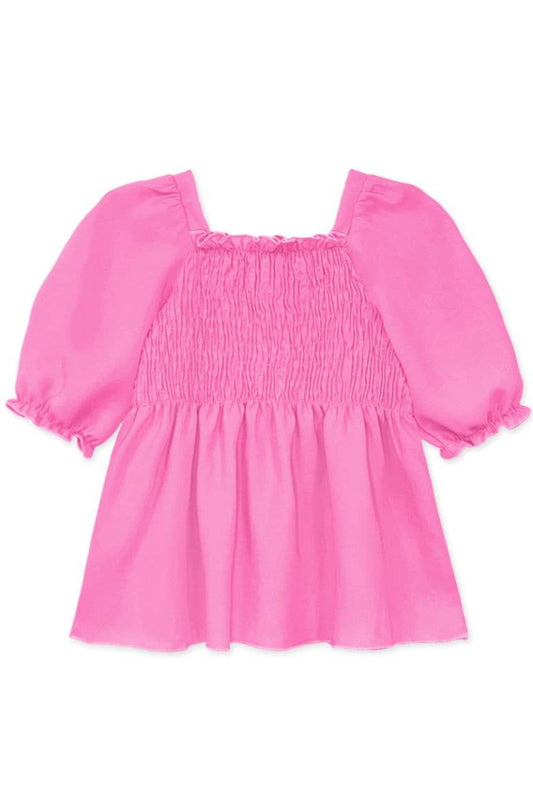 pink puff sleeve top