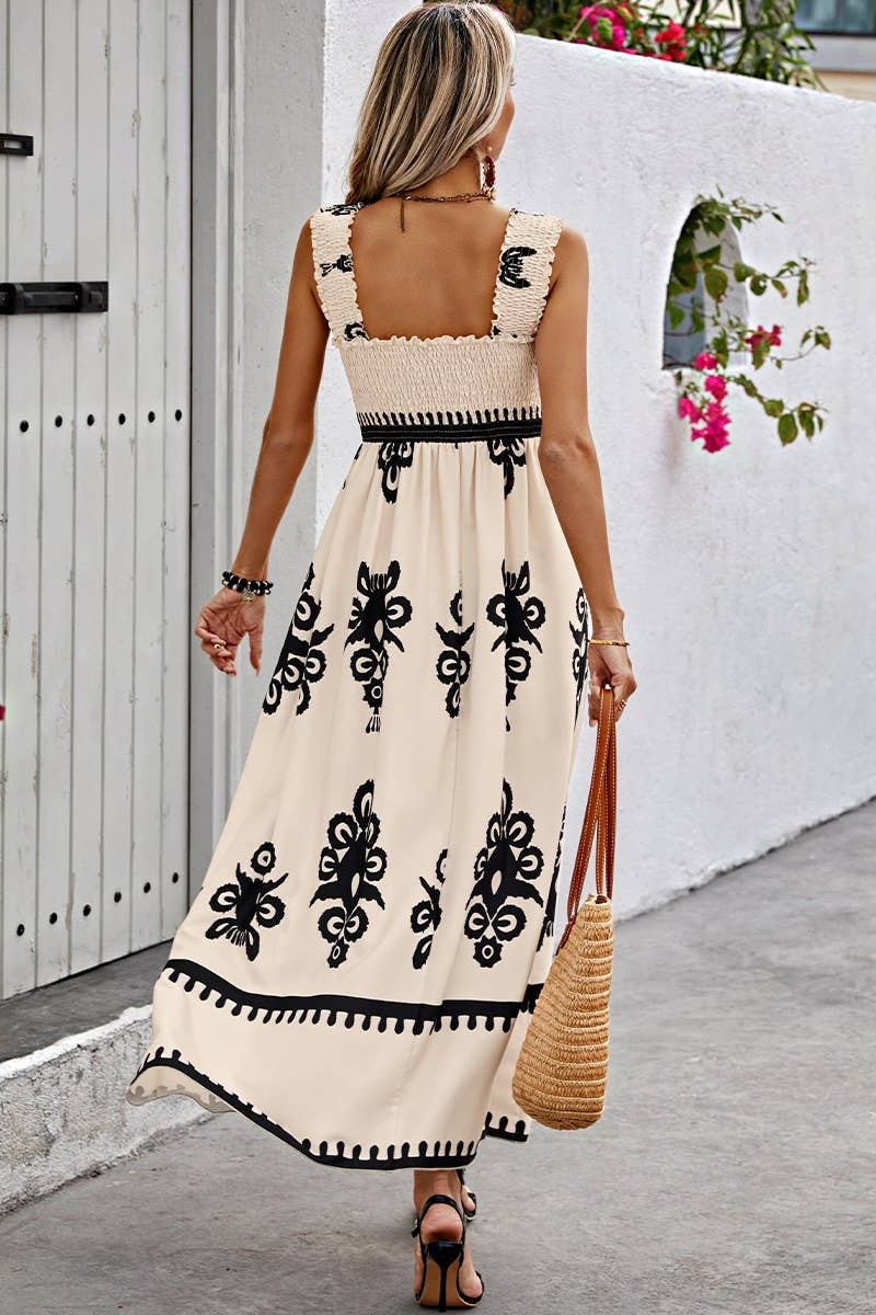Ruched Square Neck Dress