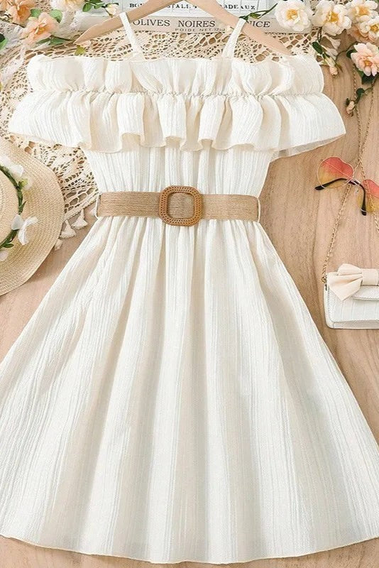 Off White Off The Shoulder Dress - Calla Lily Cosmetics + CL kids