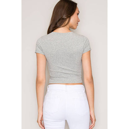 Crew Neck Crop Top: Grey