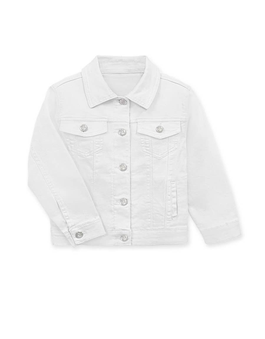 Girl's Denim Jacket: White - Calla Lily Cosmetics + CL kids