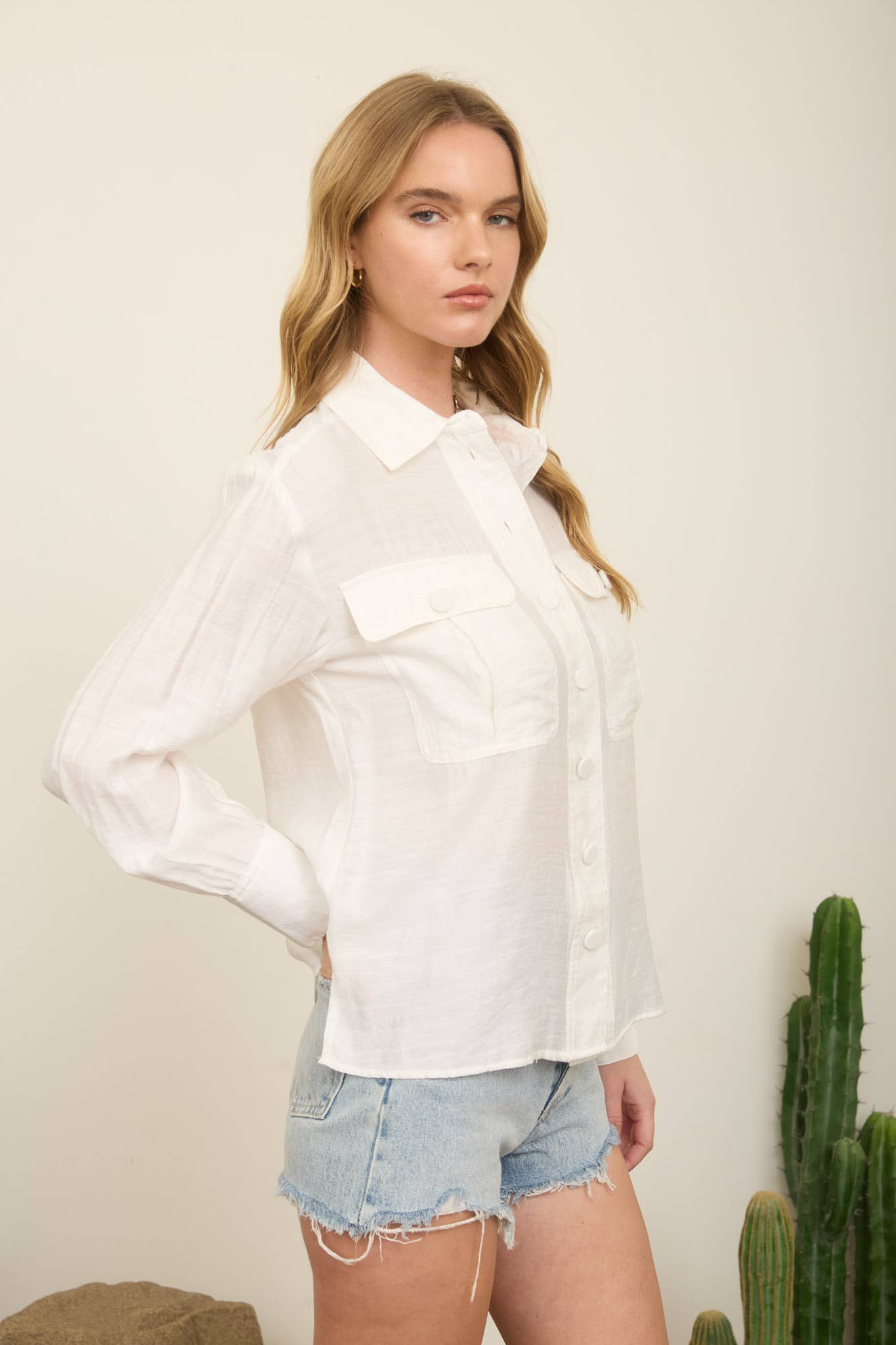 White Pocket Button Down