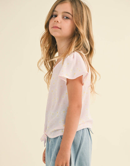 Flutter Sleeve Glitter Button Down