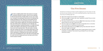 Open book showing a page with text and a blue decorative border.