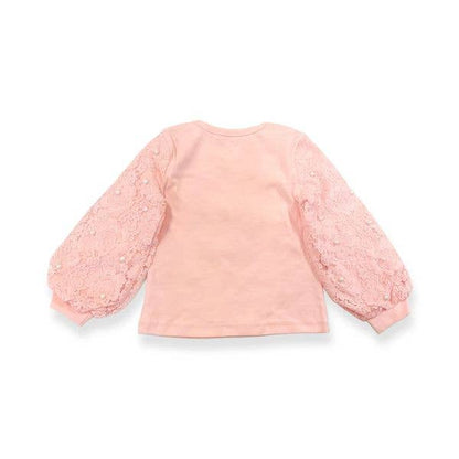Pink Lace & Pearl Sleeve Top