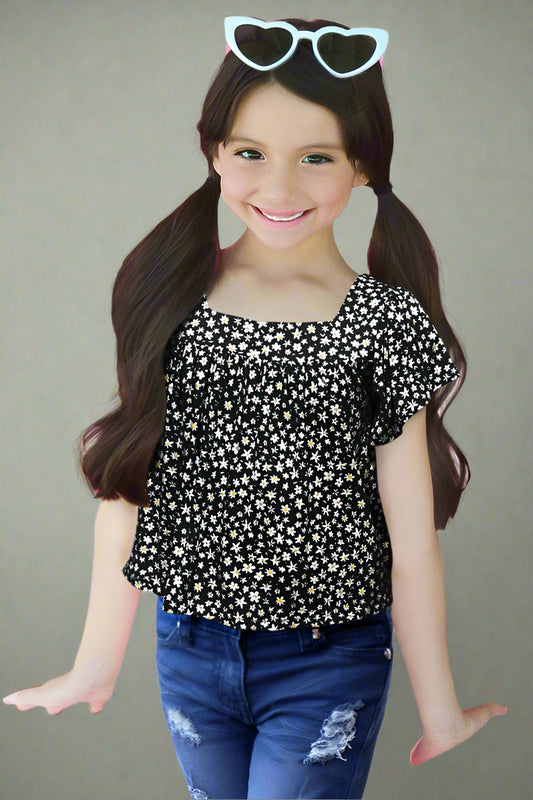 Floral Square Neck Top