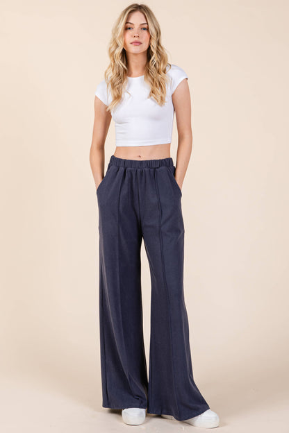 Navy Wide Leg Pants