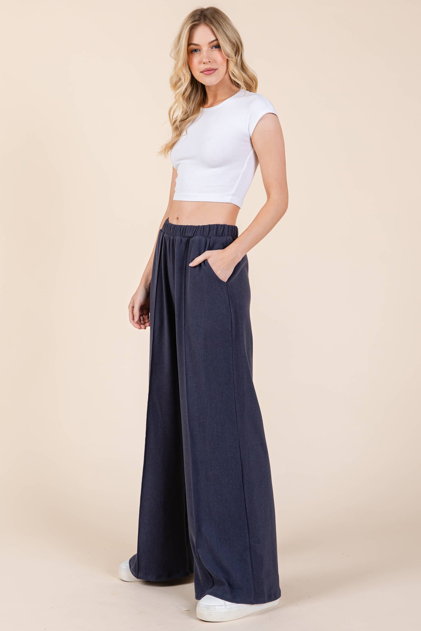 Navy Wide Leg Pants