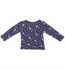 Navy blue long-sleeve shirt with white star pattern on a white background