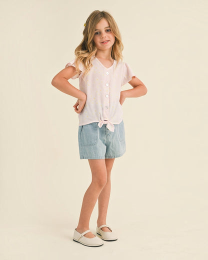Flutter Sleeve Glitter Button Down
