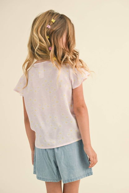 Flutter Sleeve Glitter Button Down