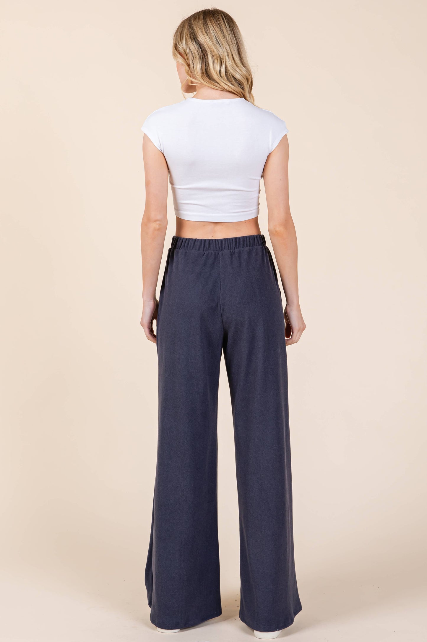 Navy Wide Leg Pants