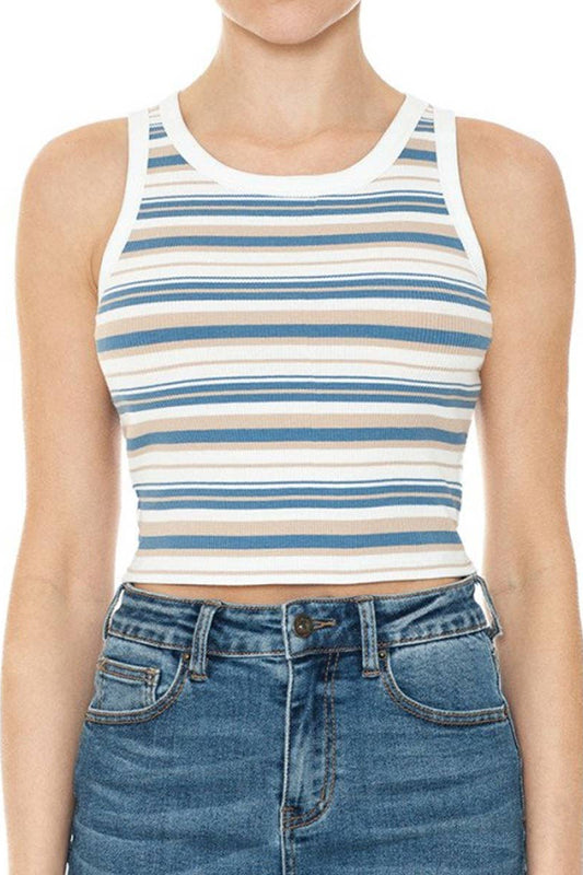 Cropped Tank Top - Blue
