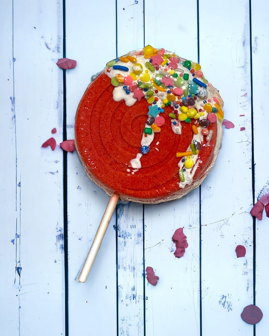 Lollipop Bath Bomb - Red Orange - Calla Lily Cosmetics + CL kids