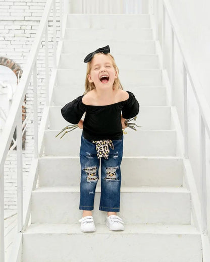 Top and Cheetah Print Jeans - Calla Lily Cosmetics + CL kids