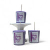 votive candle love spell on a white cupcake stand